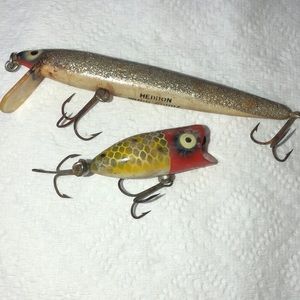 Antique Heddon wooden fishing lures